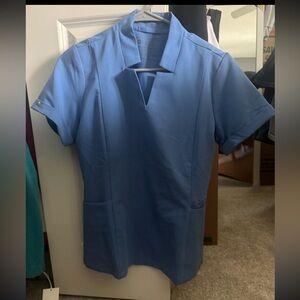 Figs Inala Slim Scrub Top Cell Blue Size XS